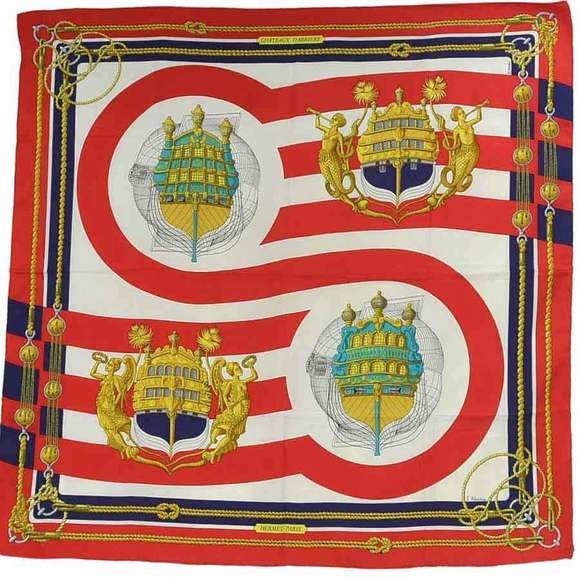 Hermès Carré 90 Red Silk scarf - Picture 1 of 5